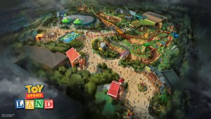 Toy Story Land at DisneyÕs Hollywood Studios in Florida -- The reimagining of DisneyÕs Hollywood Studios will take guests to infinity and beyond, allowing them to step into the worlds of their favorite films, starting with Toy Story Land. This new 11-acre land will transport guests into the adventurous outdoors of AndyÕs backyard. Guests will think they've been shrunk to the size of Woody and Buzz as they are surrounded by oversized toys that Andy has assembled using his vivid imagination. Using toys like building blocks, plastic buckets and shovels, and game board pieces, Andy has designed the perfect setting for this land, which will include two new attractions for any Disney park and one expanded favorite. (Disney Parks)